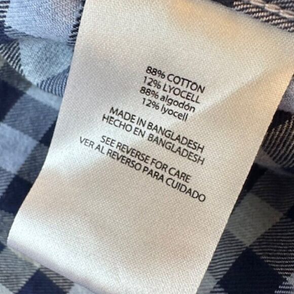 Orvis Large Blue and Charcoal Plaid Long Sleeve Button‎ Down Shirt - Picture 6 of 7